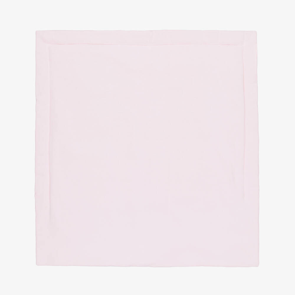 Babidu-Pink Cotton Knit Padded Blanket with Smocked Frill (80cm) | Childrensalon