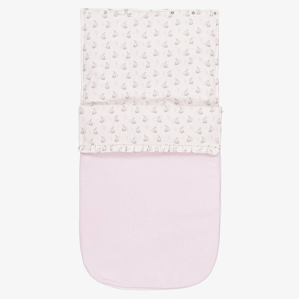 Babidu-Конверт розовый хлопковый с утеплителем и принтом зайчика (80см) | Childrensalon