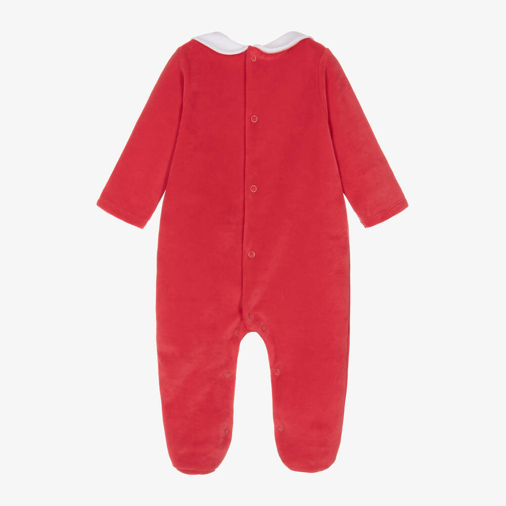 Babidu-Red Velour Babygrow | Childrensalon