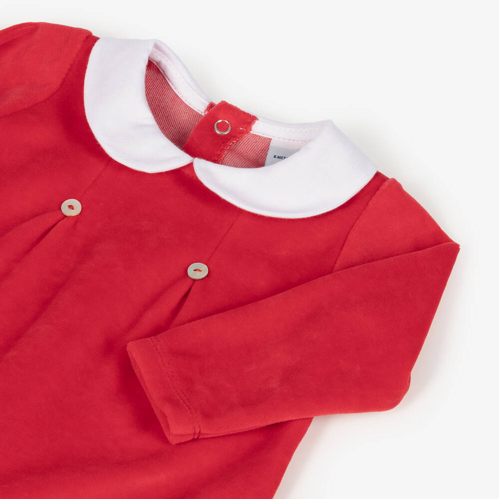 Babidu-Red Velour Babygrow | Childrensalon