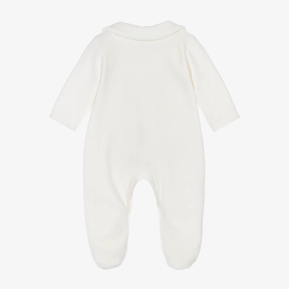 Babidu-Velour Babygrow Embroidered with Stars and Moons | Childrensalon