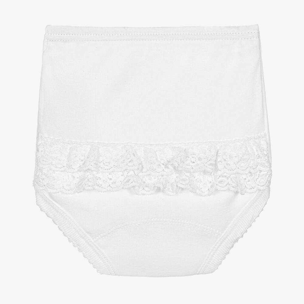 Babidu-Белые хлопковые трусики с рюшами | Childrensalon