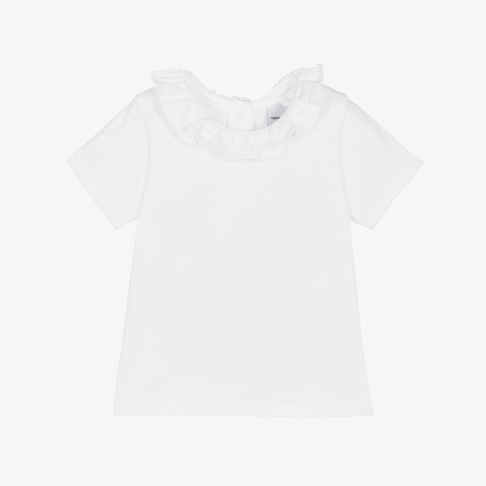 Babidu-White Cotton Jersey Top | Childrensalon