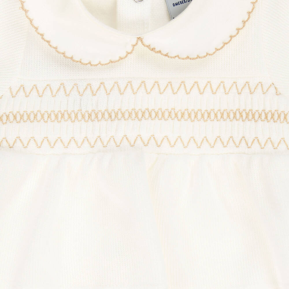 Babidu-White Cotton Knit 2 Piece Babygrow | Childrensalon