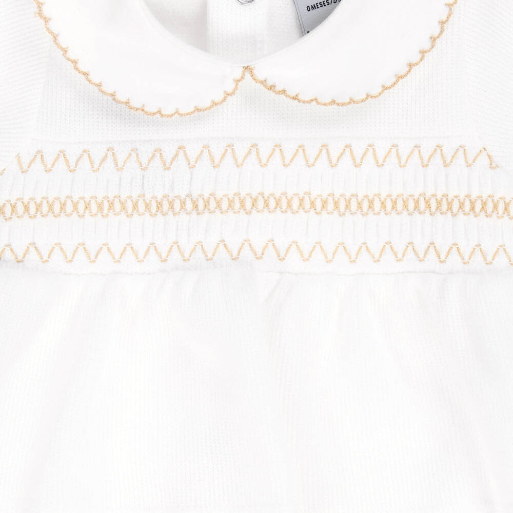 Babidu-White Cotton Knit 2 Piece Babygrow | Childrensalon