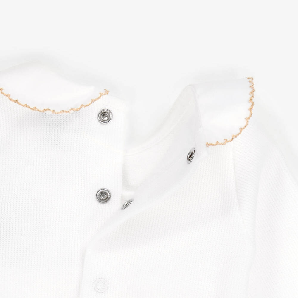 Babidu-White Cotton Knit 2 Piece Babygrow | Childrensalon