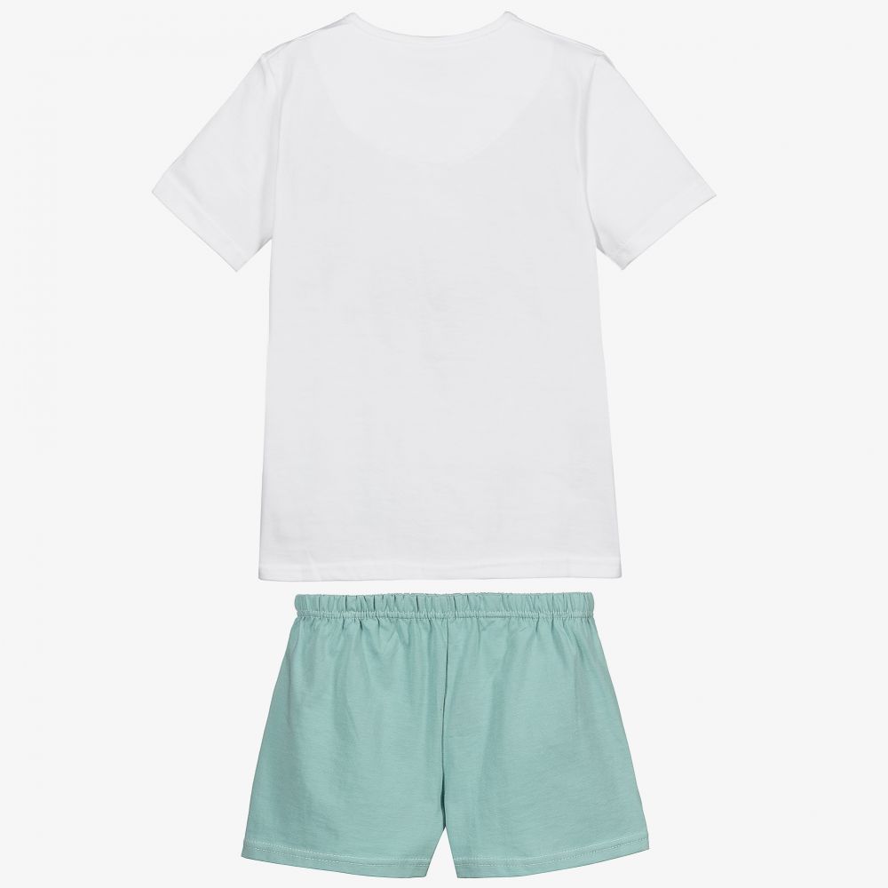 Babidu-White & Green Short Pyjamas | Childrensalon