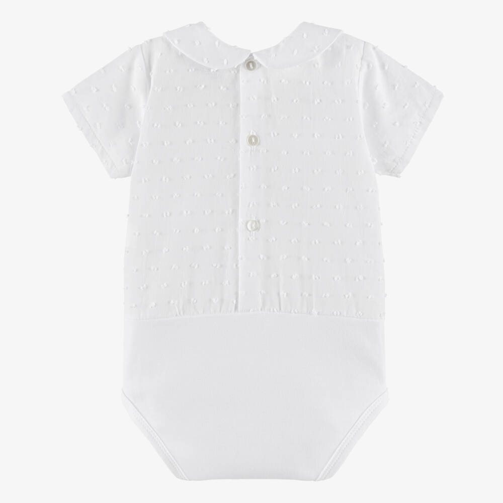 Babidu-Боди белый из хлопка плюмети | Childrensalon