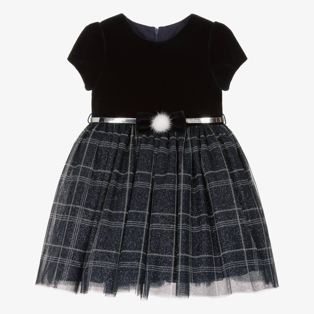 BALLOON CHIC - Tartan Blouse Dress - Navy main image 0