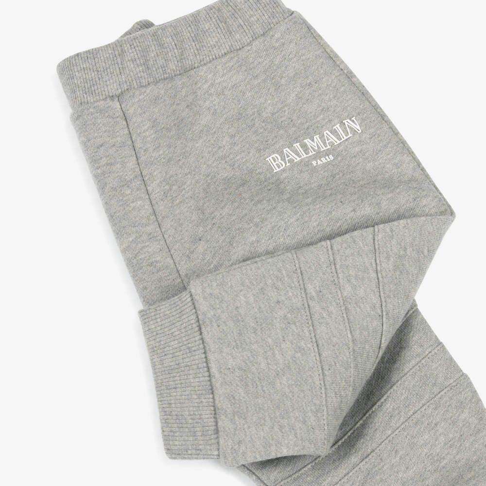 Balmain-Boys Grey Cotton Logo Joggers | Childrensalon