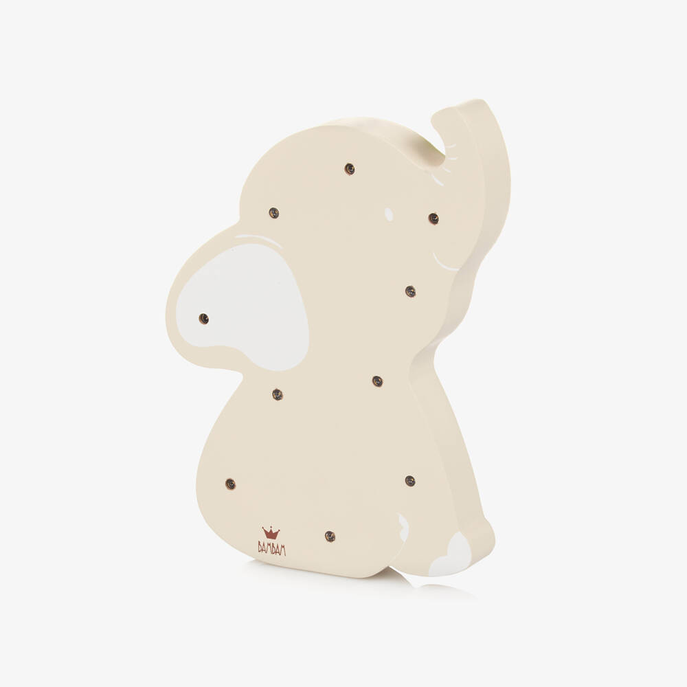 Bam Bam-Beige Wood Elephant Nightlight (20cm) | Childrensalon