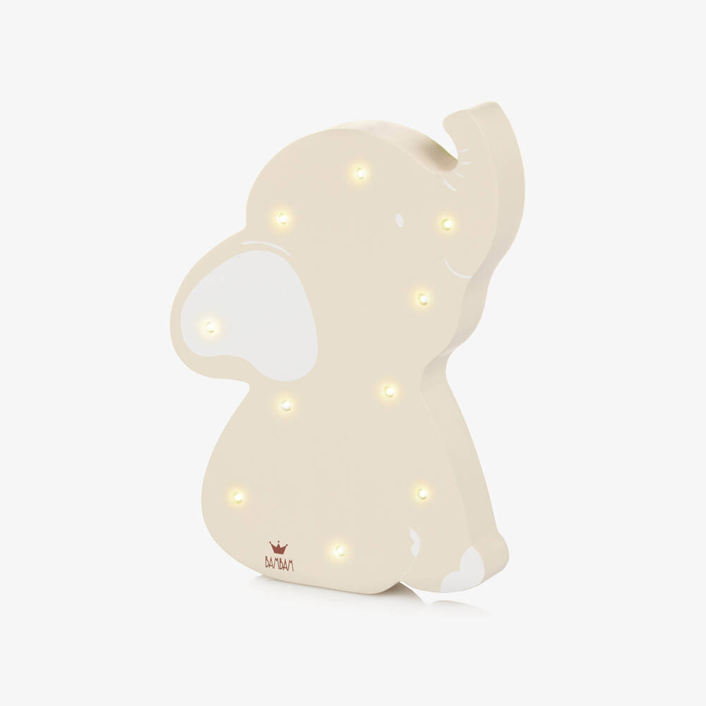 Bam Bam-Beige Wood Elephant Nightlight (20cm) | Childrensalon