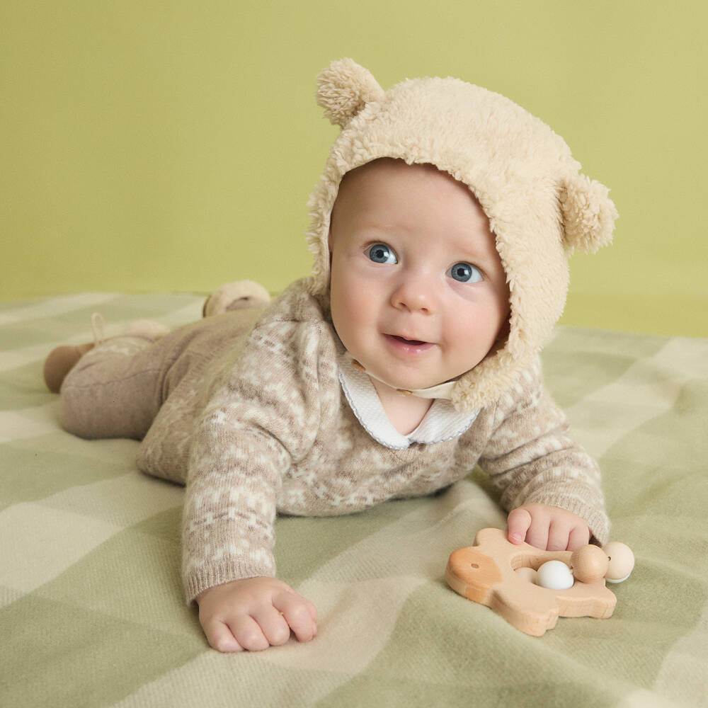 Bam Bam-Beige Wooden Rabbit Teether Toy | Childrensalon