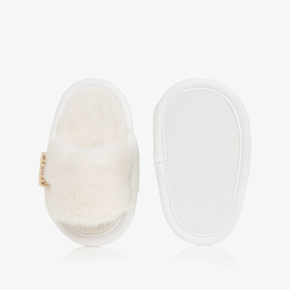 Bam Bam-Ivory Faux Fur Keepsake Slippers | Childrensalon