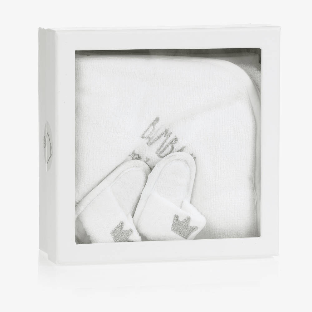 Bam Bam-Ivory Hooded Towel & Slippers Gift Set | Childrensalon