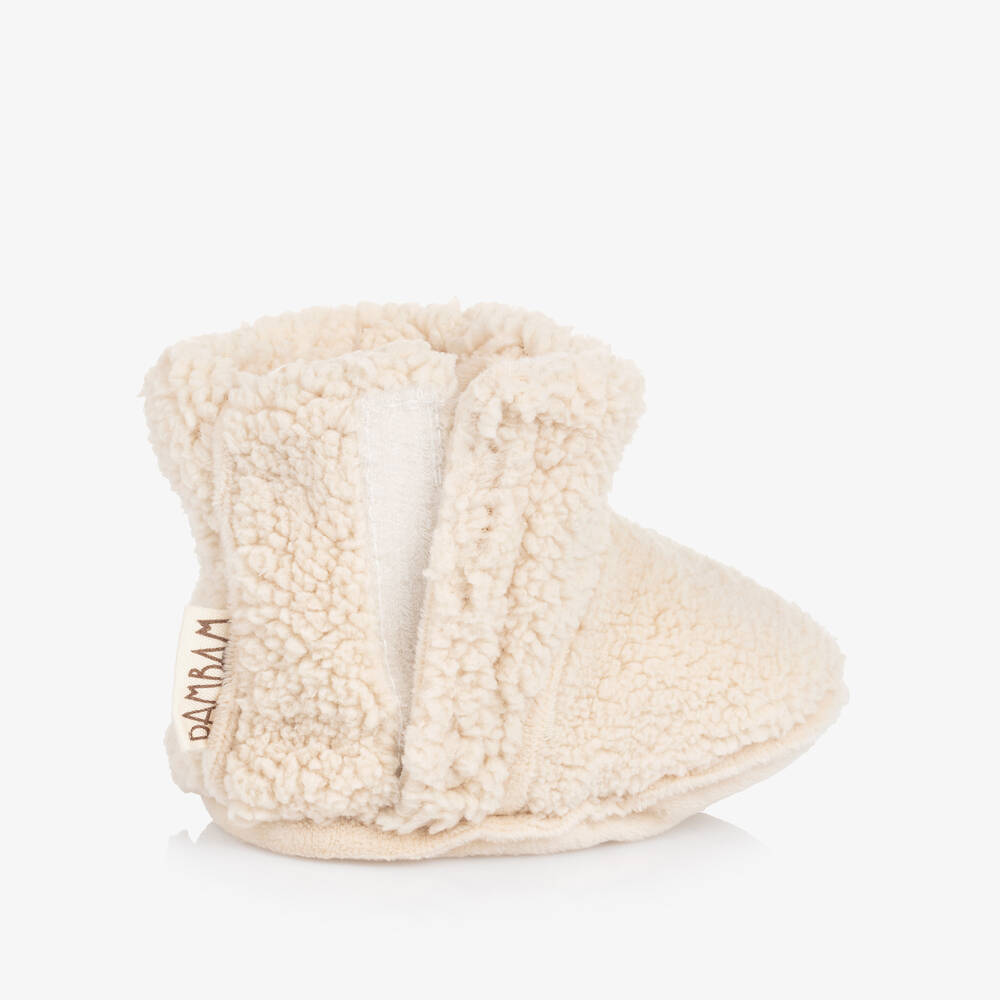 Bam Bam-Ivory Teddy Fleece Booties | Childrensalon