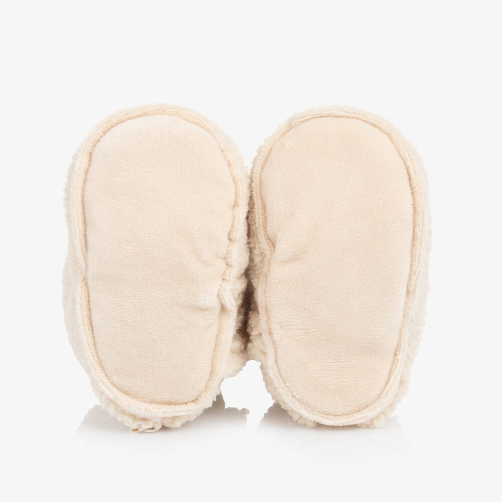 Bam Bam-Ivory Teddy Fleece Booties | Childrensalon