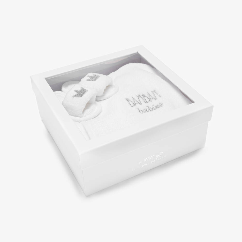 Bam Bam-White Bathrobe Baby Gift Set | Childrensalon