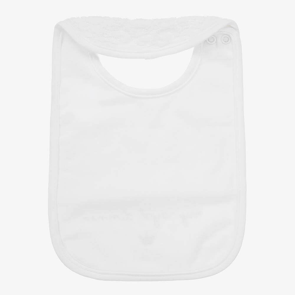 Bam Bam-White Cotton Baby Bib  | Childrensalon