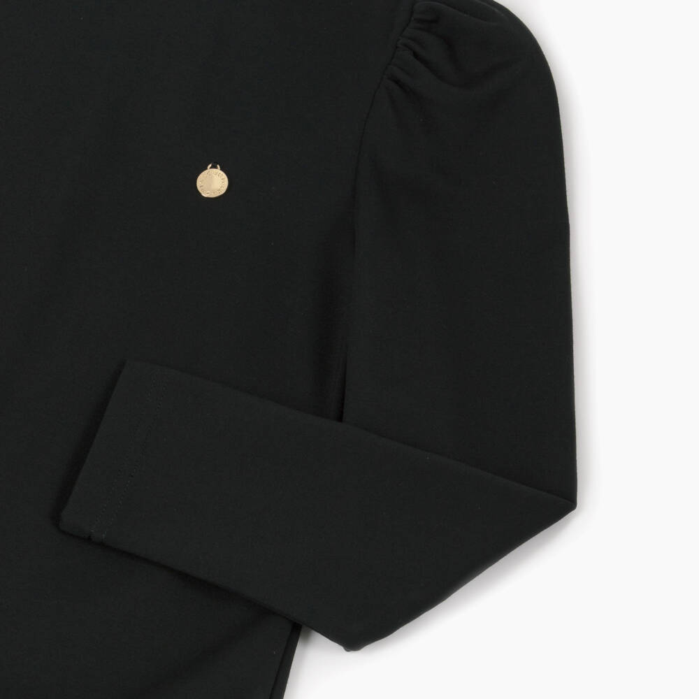 BCBGMAXAZRIA-Платье черное из миланского трикотажа с крупными цветами | Childrensalon