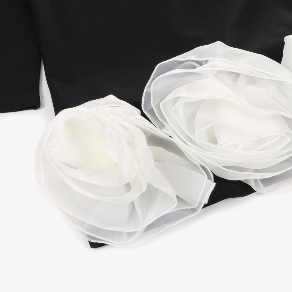 BCBGMAXAZRIA-Платье черное из миланского трикотажа с крупными цветами | Childrensalon