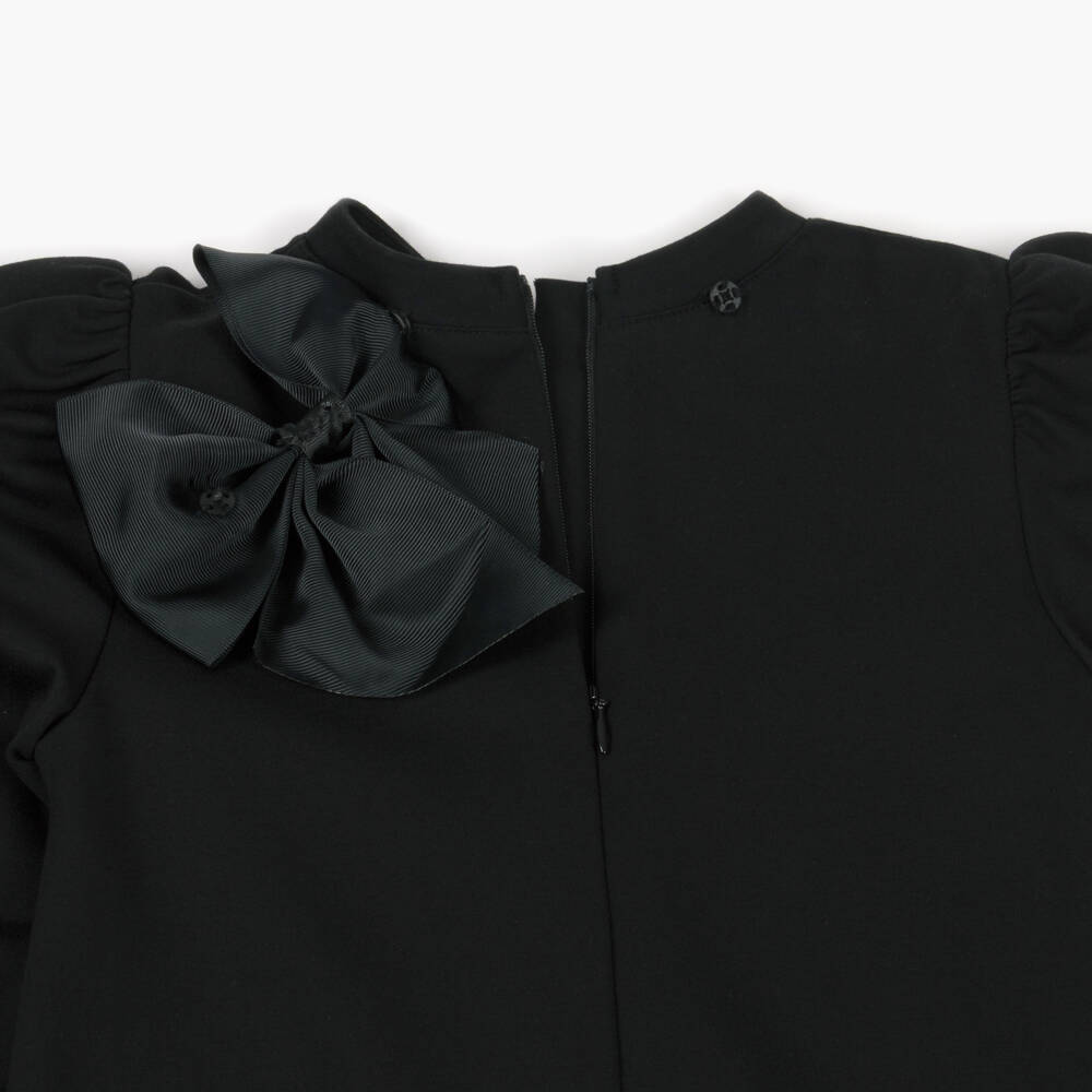 BCBGMAXAZRIA-Платье черное из миланского трикотажа с крупными цветами | Childrensalon