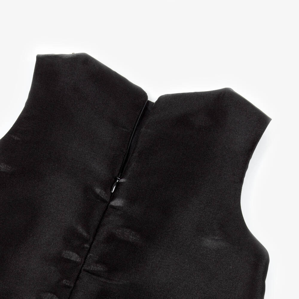 BCBGMAXAZRIA-Girls Black Satin Diamanté Bow Dress | Childrensalon