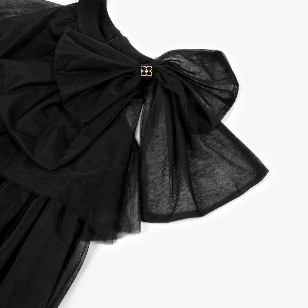 BCBGMAXAZRIA-Girls Black Tiered Tulle Halter Neck Dress | Childrensalon