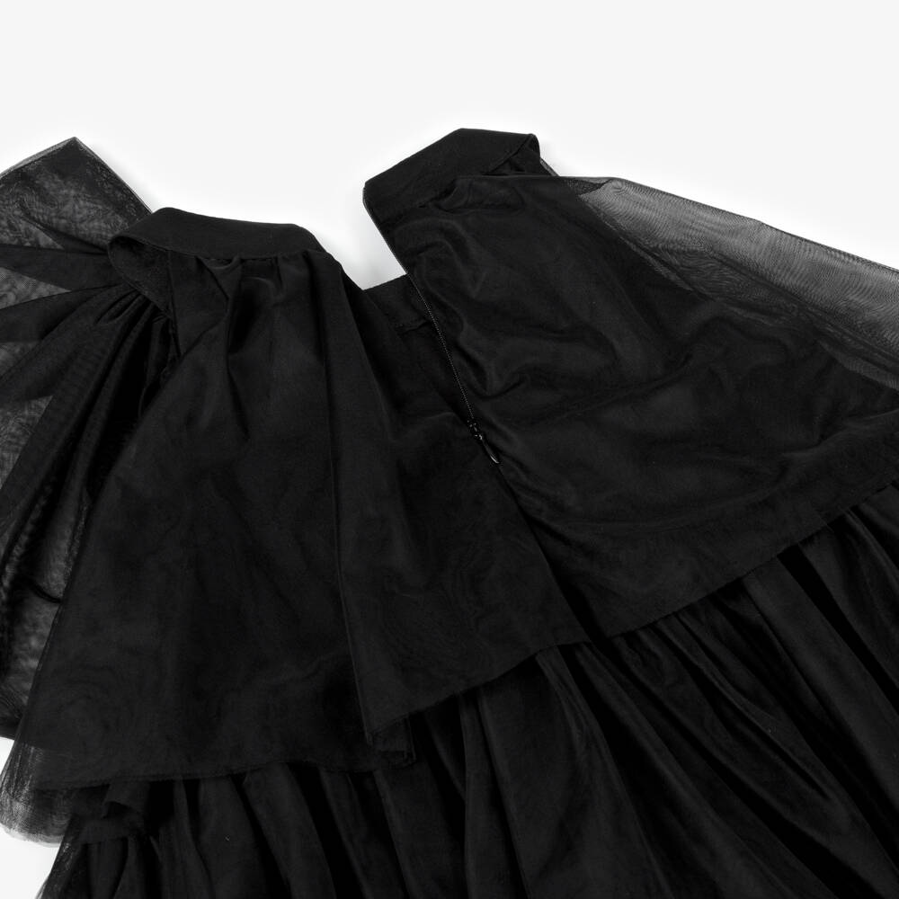 BCBGMAXAZRIA-Girls Black Tiered Tulle Halter Neck Dress | Childrensalon