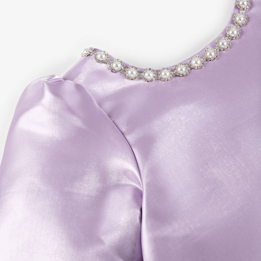 BCBGMAXAZRIA-Girls Glossy Lilac Satin Dress | Childrensalon