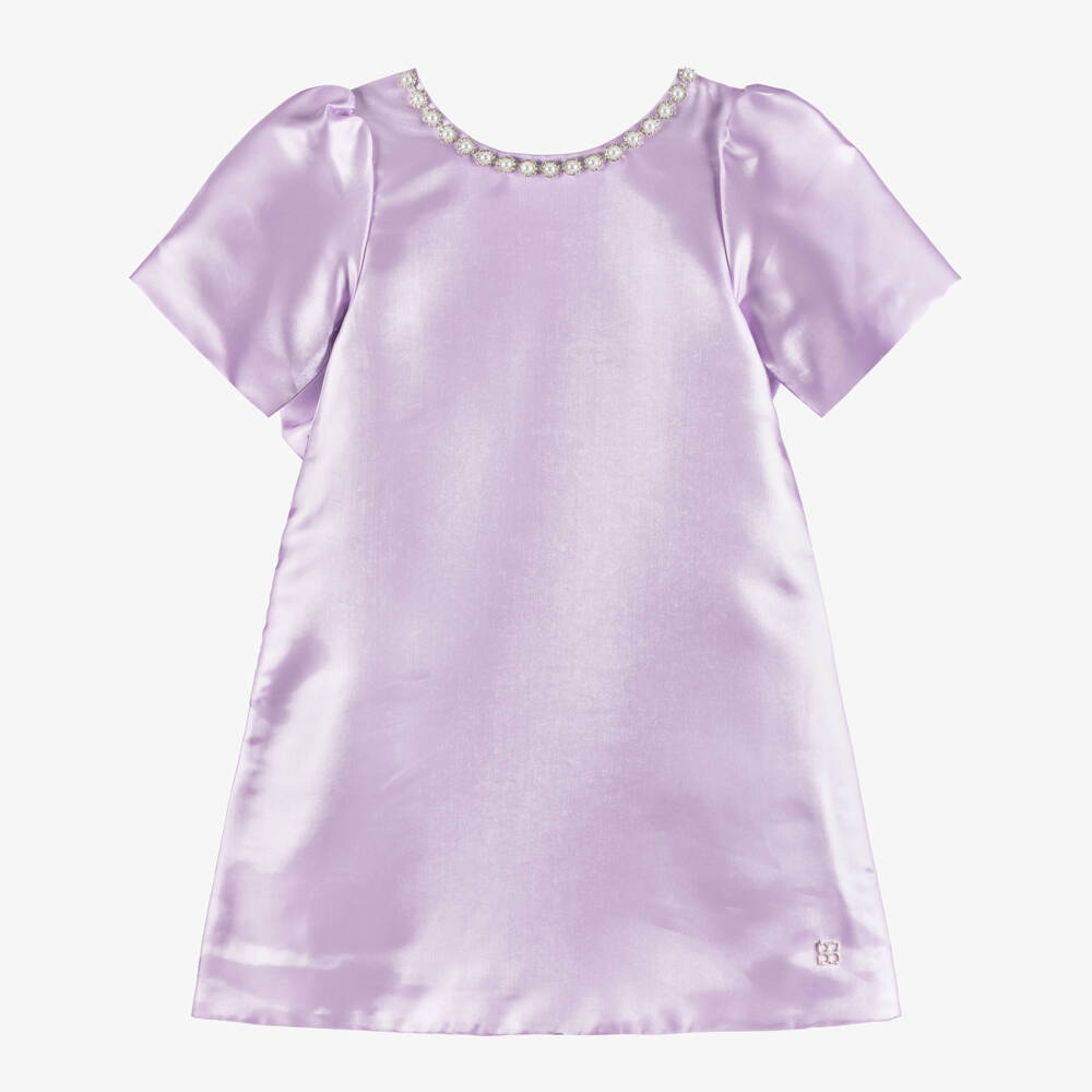 BCBGMAXAZRIA-Girls Glossy Lilac Satin Dress | Childrensalon