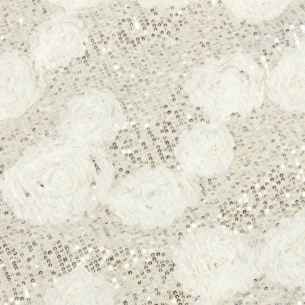 BCBGMAXAZRIA-Girls Gold Sequin Dress with Ivory Tulle Florals | Childrensalon