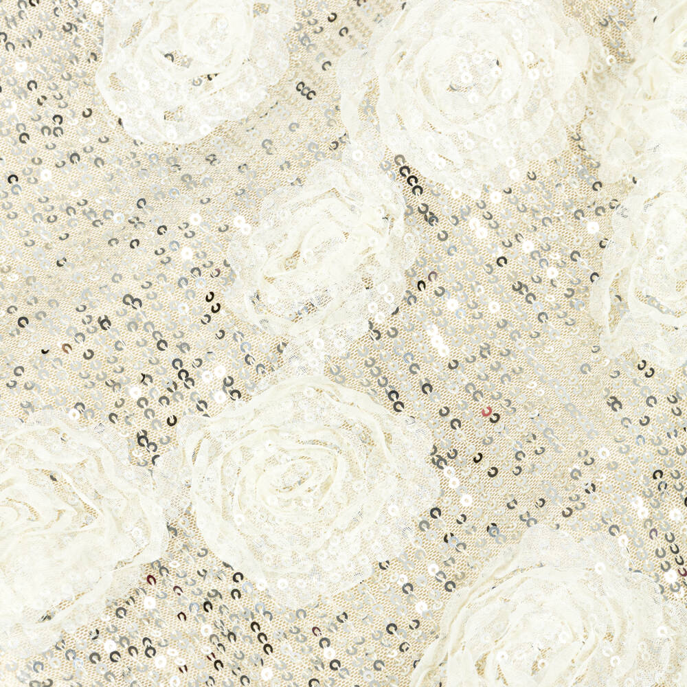 BCBGMAXAZRIA-Girls Gold Sequin Skirt with Ivory Tulle Florals | Childrensalon