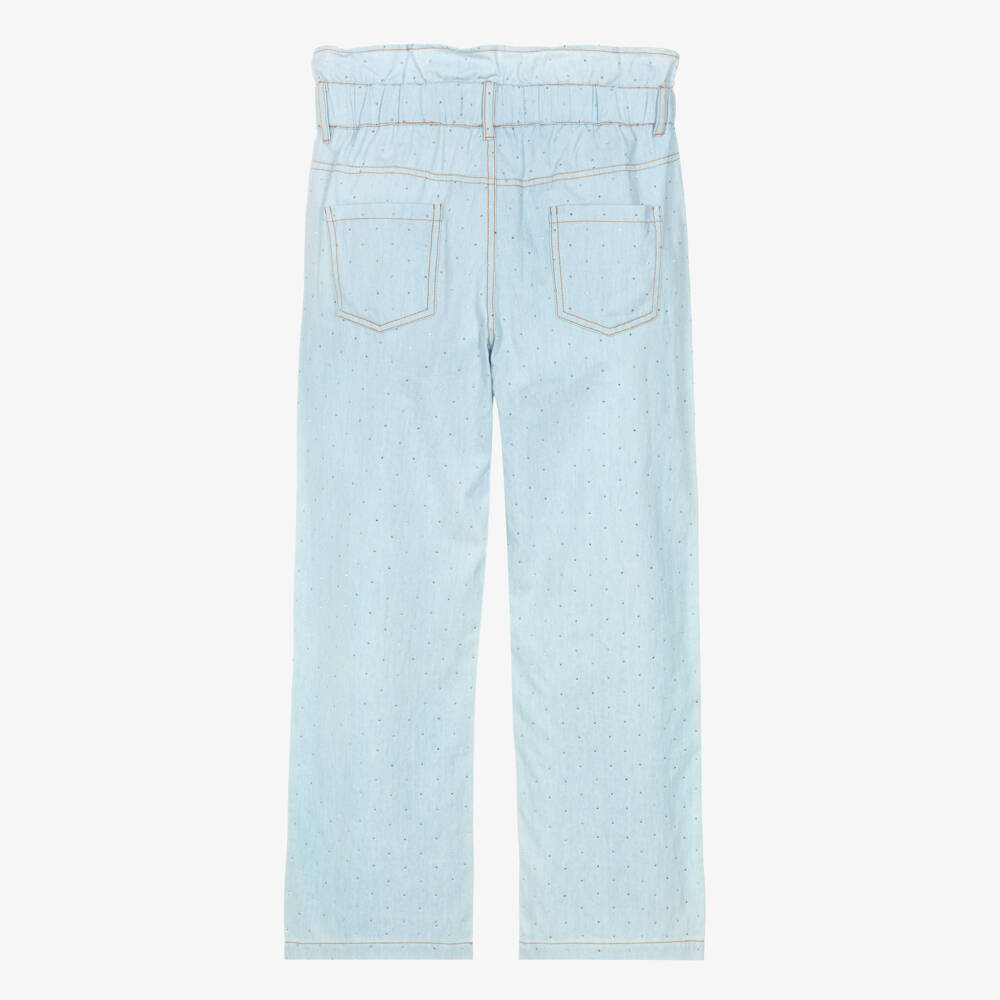 BCBGMAXAZRIA-Girls Light Blue Chambray Diamanté Jeans | Childrensalon
