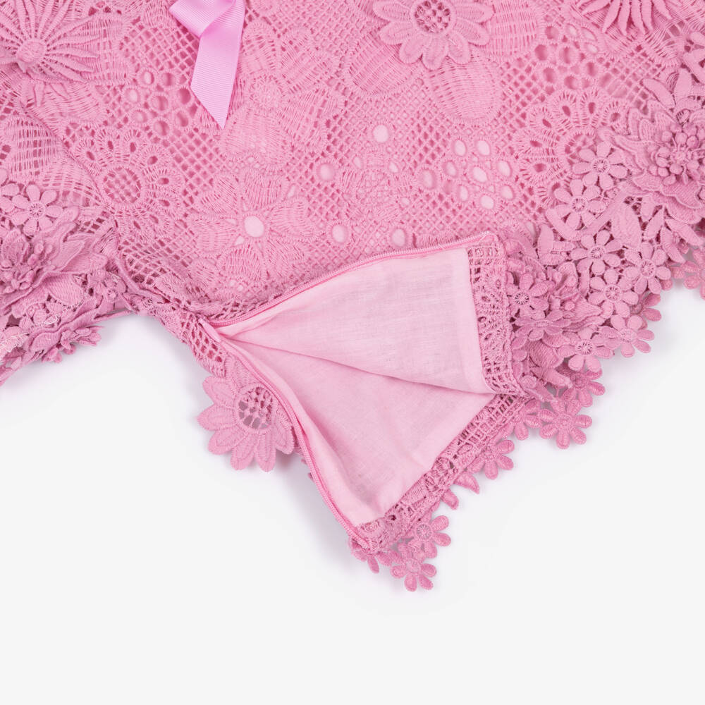 BCBGMAXAZRIA-Girls Pink Guipure Lace Blouse | Childrensalon