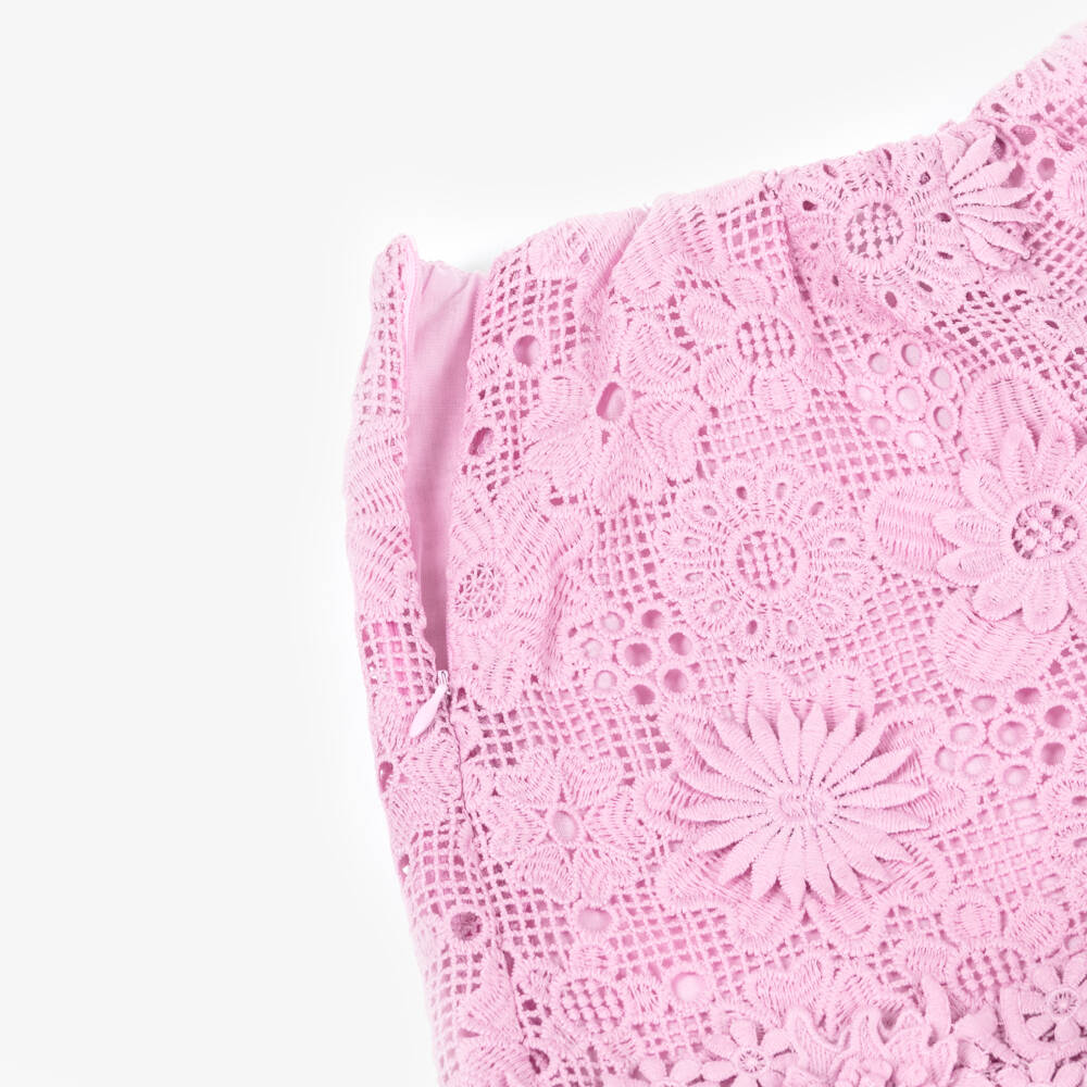 BCBGMAXAZRIA-Girls Pink Guipure Lace Shorts | Childrensalon