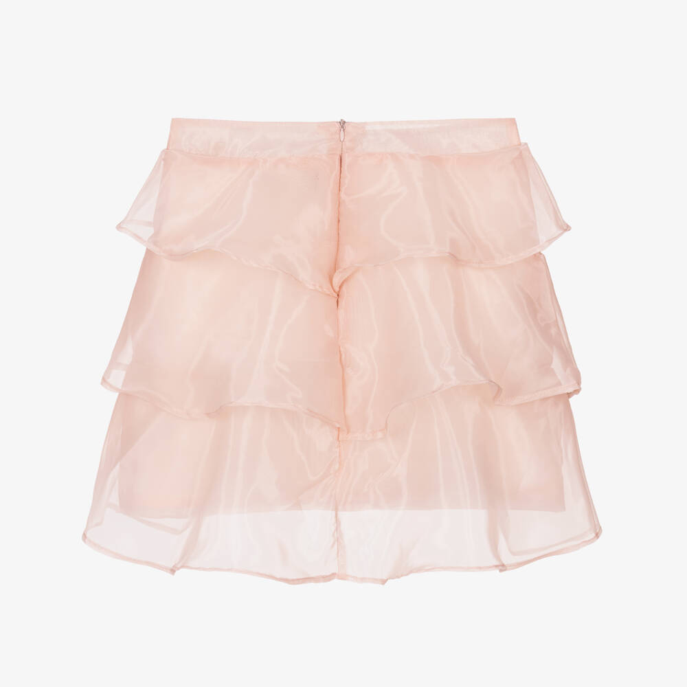 BCBGMAXAZRIA-Girls Pink Organza Tiered Ruffle Skirt | Childrensalon