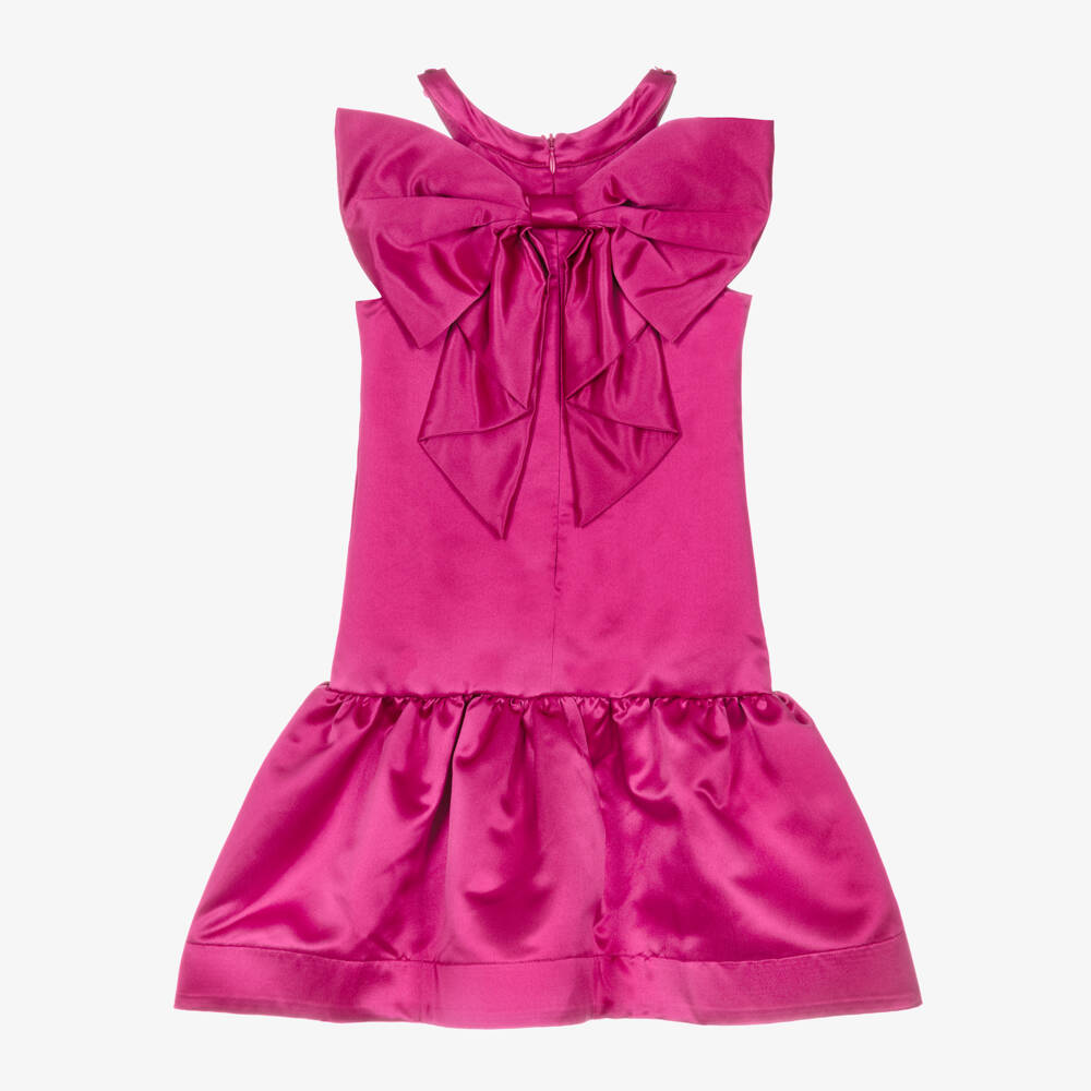 BCBGMAXAZRIA-Girls Pink Sequin Halter Neck Satin Dress | Childrensalon