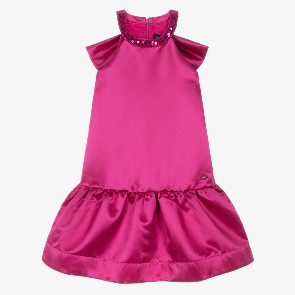 BCBGMAXAZRIA-Платье розовое из атласа с пайетками на шее для девочек | Childrensalon