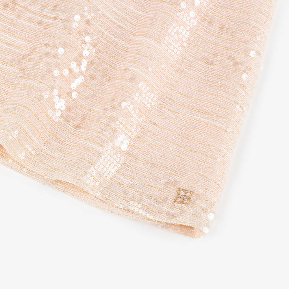 BCBGMAXAZRIA-Girls Pink Sequinned Dress with Ruffle Trim | Childrensalon