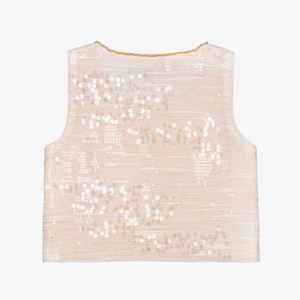 BCBGMAXAZRIA-Girls Pink Sequinned Sleeveless Top | Childrensalon