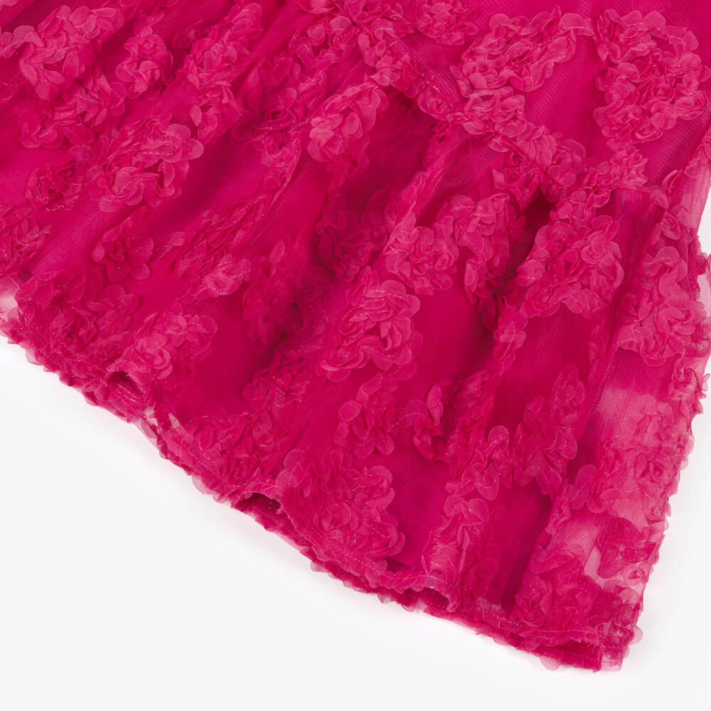 BCBGMAXAZRIA-Girls Pink Tulle Dress with Ruffled Floral Appliqués | Childrensalon