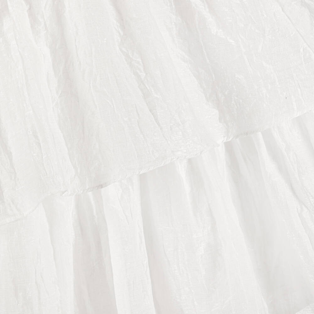 BCBGMAXAZRIA-Girls Shimmery White Tiered Ruffle Dress | Childrensalon