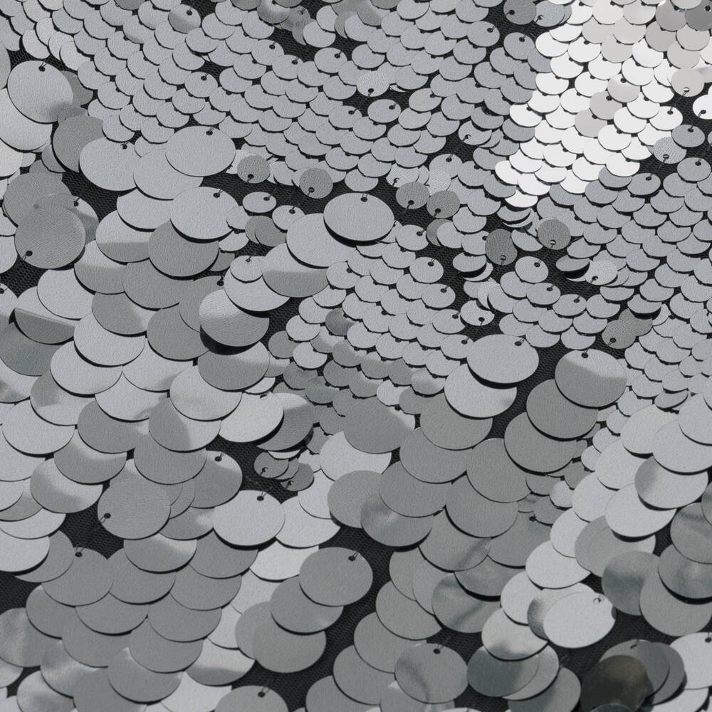 BCBGMAXAZRIA-توب بأكمام قصيرة بترتر لون فضي للبنات | Childrensalon