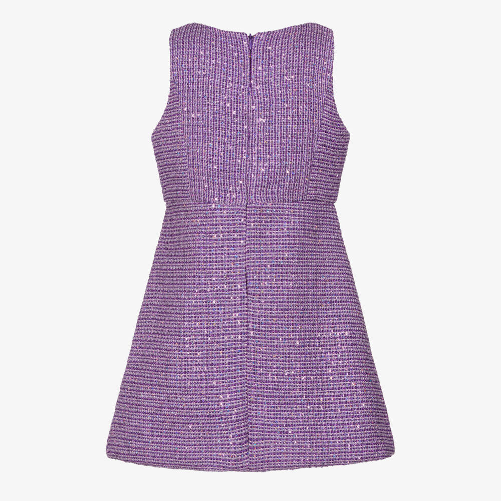 BCBGMAXAZRIA-Платье фиолетовое из блестящего твида для девочек | Childrensalon