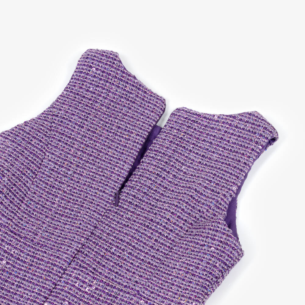BCBGMAXAZRIA-Girls Sparkly Purple Tweed Dress | Childrensalon
