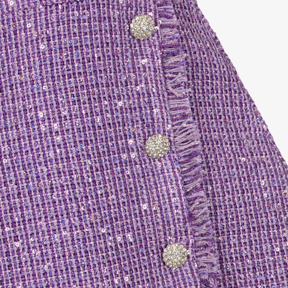 BCBGMAXAZRIA-فستان تويد لامع لون بنفسجي للبنات | Childrensalon