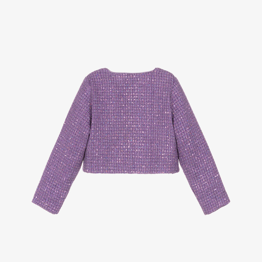 BCBGMAXAZRIA-Girls Sparkly Purple Tweed Jacket | Childrensalon