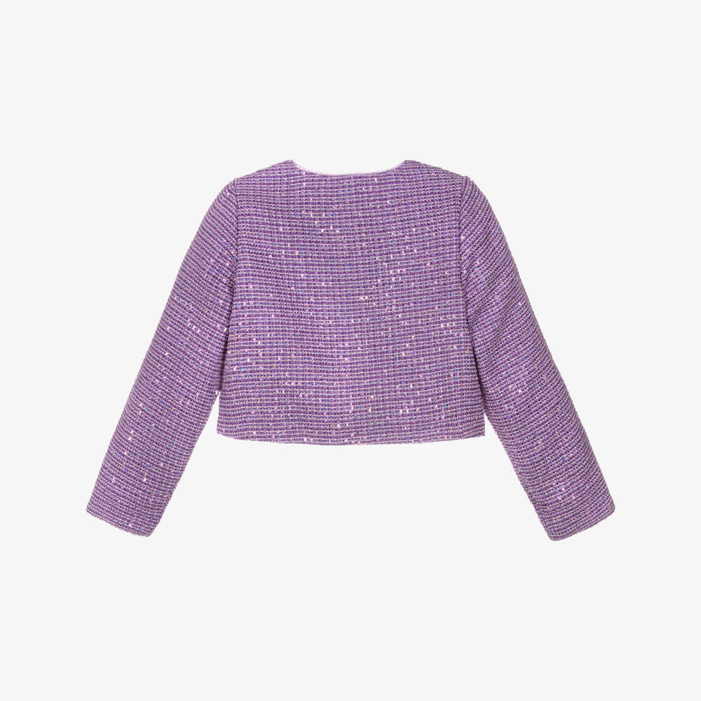 BCBGMAXAZRIA-Girls Sparkly Purple Tweed Jacket | Childrensalon