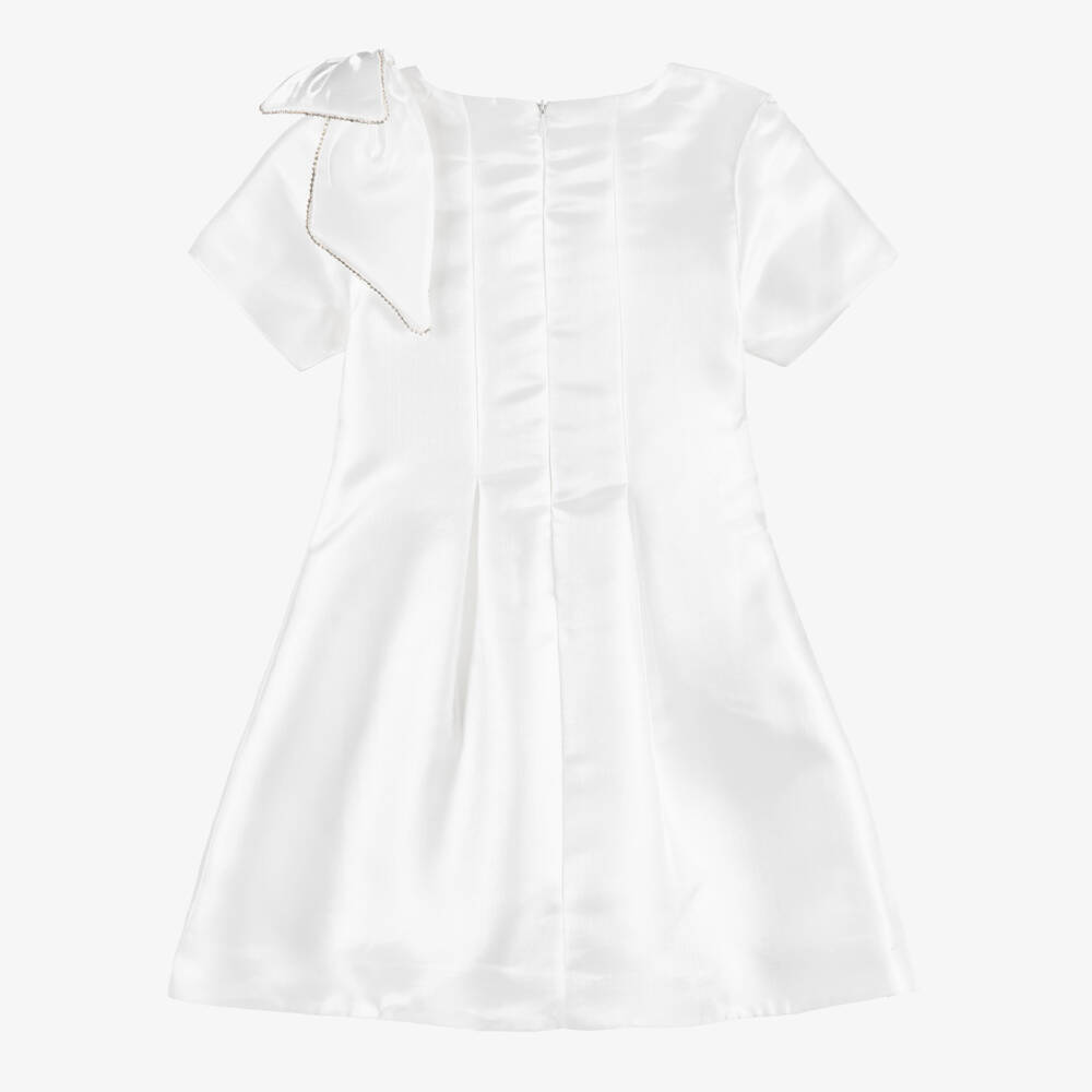 BCBGMAXAZRIA-Girls White Shimmery Satin Dress | Childrensalon
